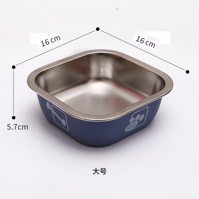 Square Stainless Steel Pet Bowl | Non-Slip Dog & Cat Feeder | Durable & Easy-to-Clean