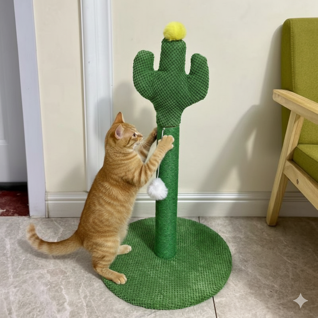 Novelty Cactus Cat Scratching Post – Durable Sisal Tower & Fun Play Toy