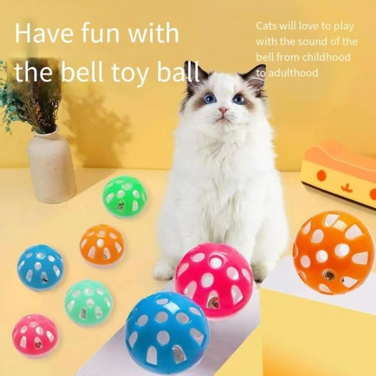 5 PCS set of plastic cat toy balls with rattling bells