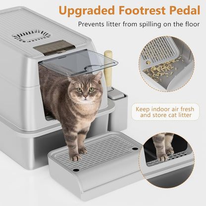 Fully Enclosed Stainless Steel Litter Box CLOSED TOP