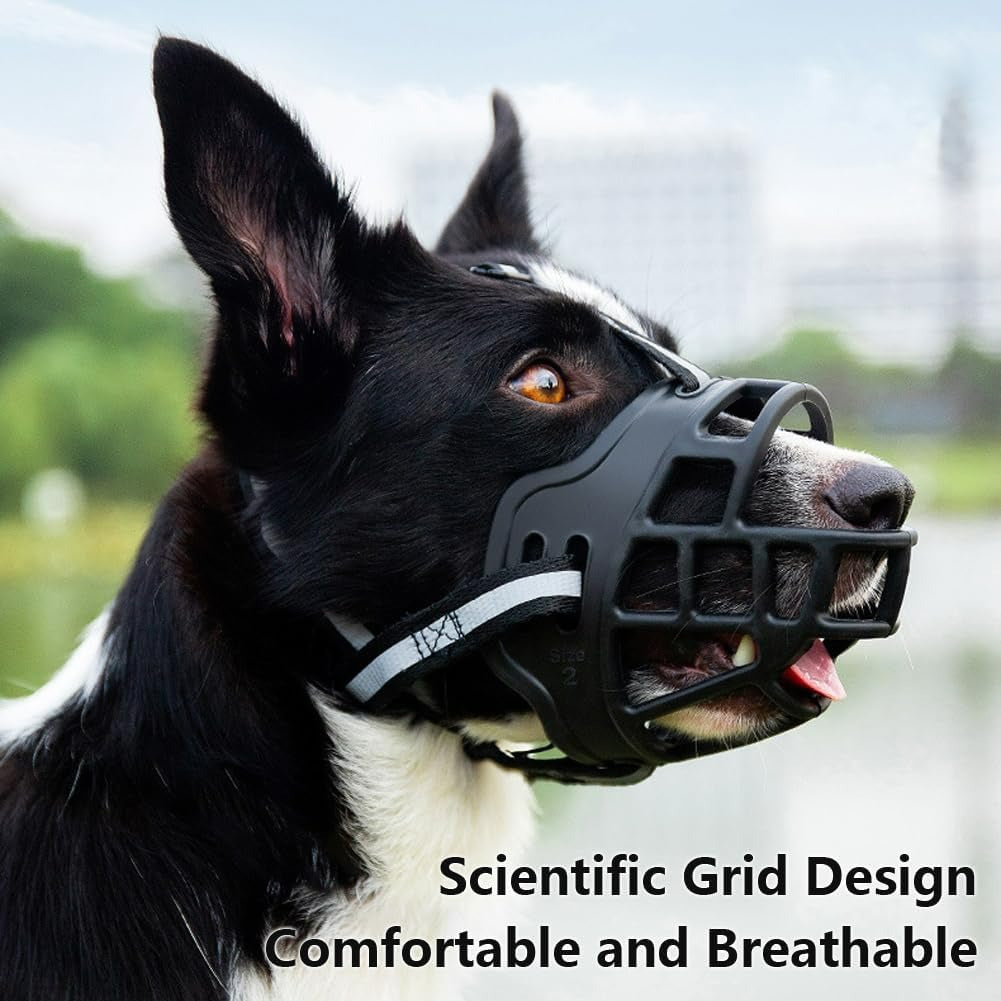 Soft Silicone Basket Dog Muzzle | Anti-Biting, Barking & Chewing | Reflective & Padded