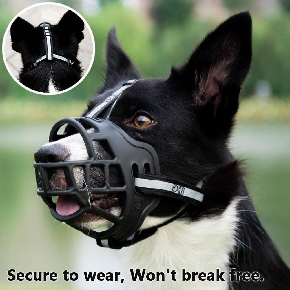 Soft Silicone Basket Dog Muzzle | Anti-Biting, Barking & Chewing | Reflective & Padded