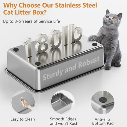 Fully Enclosed Stainless Steel Litter Box CLOSED TOP