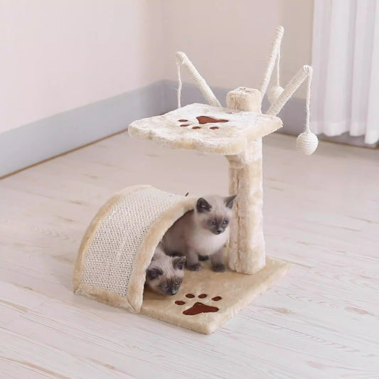 Compact Cat Activity Center – Tunnel, Arch Scratcher & Paw Perch for Small Spaces