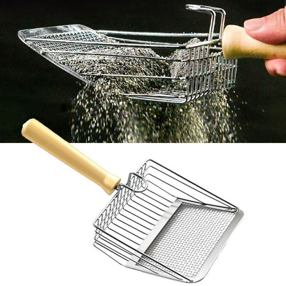 Metal Wire Cat Litter Scoop with Wood Handle