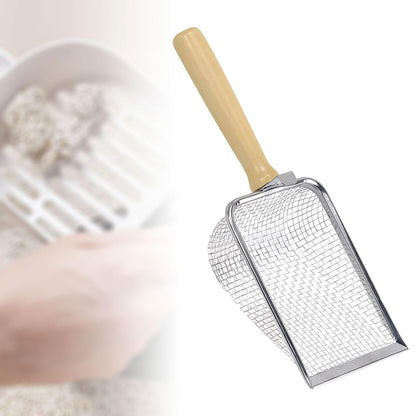 Metal Wire Cat Litter Scoop with Wood Handle