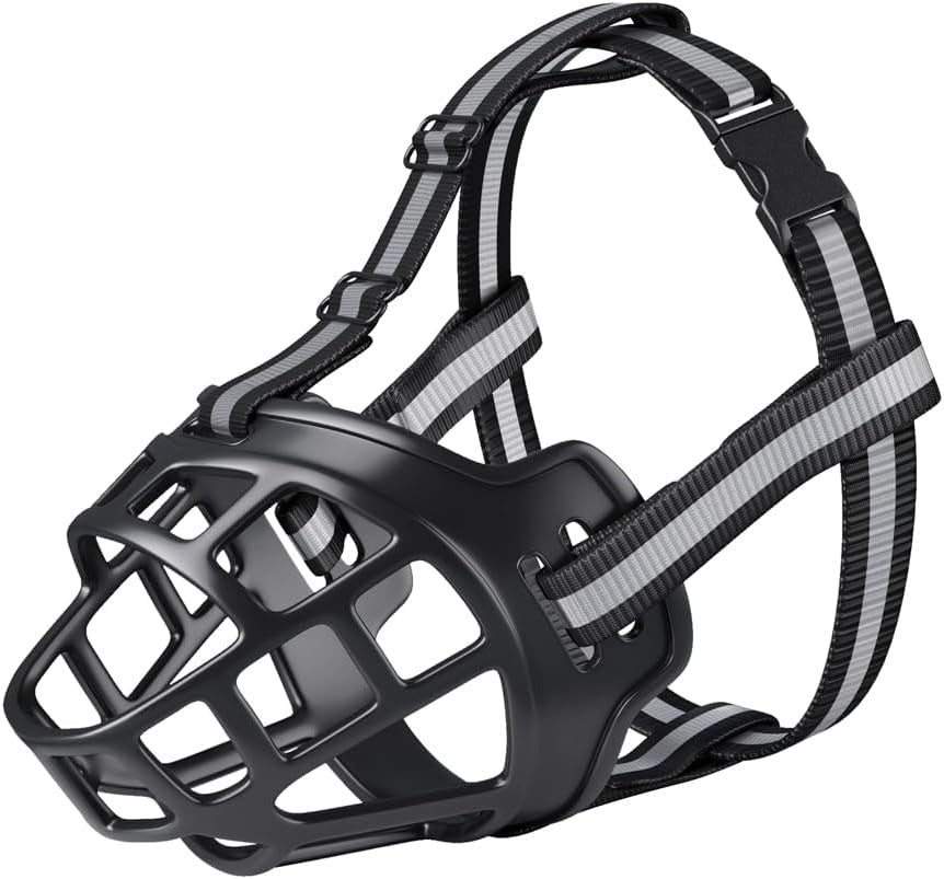Soft Silicone Basket Dog Muzzle | Anti-Biting, Barking & Chewing | Reflective & Padded