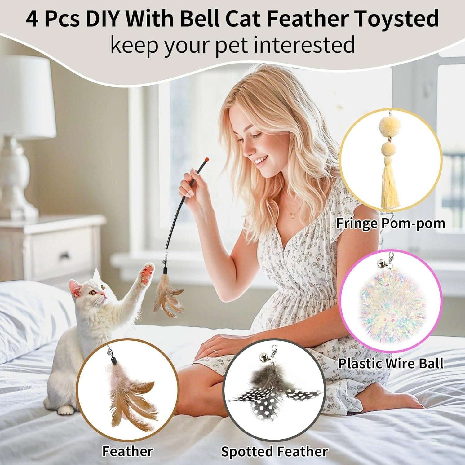 Interactive 2-in-1 Smart Cat Toy – Automatic 360° Laser & Feather Teaser (UFO Design)