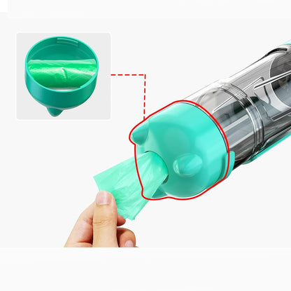 3-in-1 Portable Dog Water Bottle with Food Container & Poop Scoop 500 ML