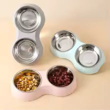 Modern Duo Pet Feeder - Stainless Steel & Non-Slip