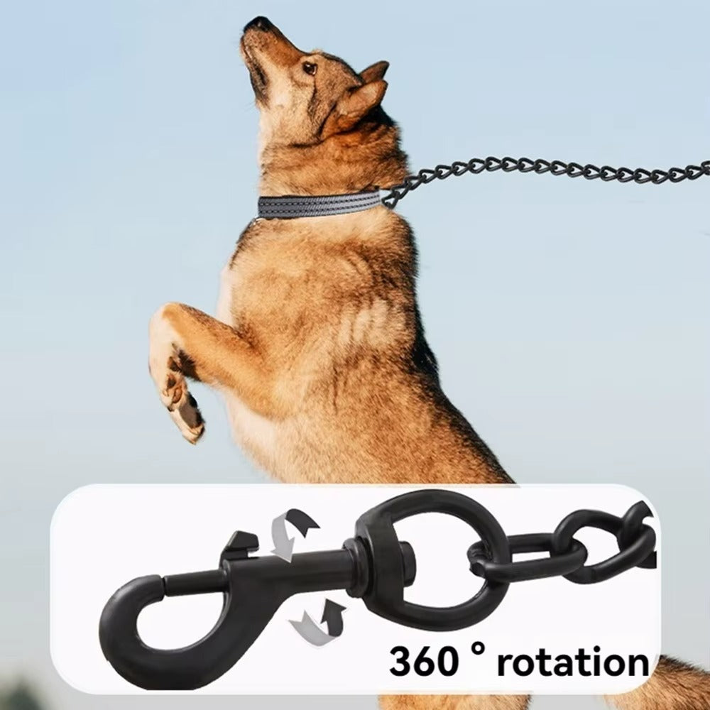 Reflective Dog Leash and Collar Set with Heavy-Duty Chain - Durable & Anti-Bite