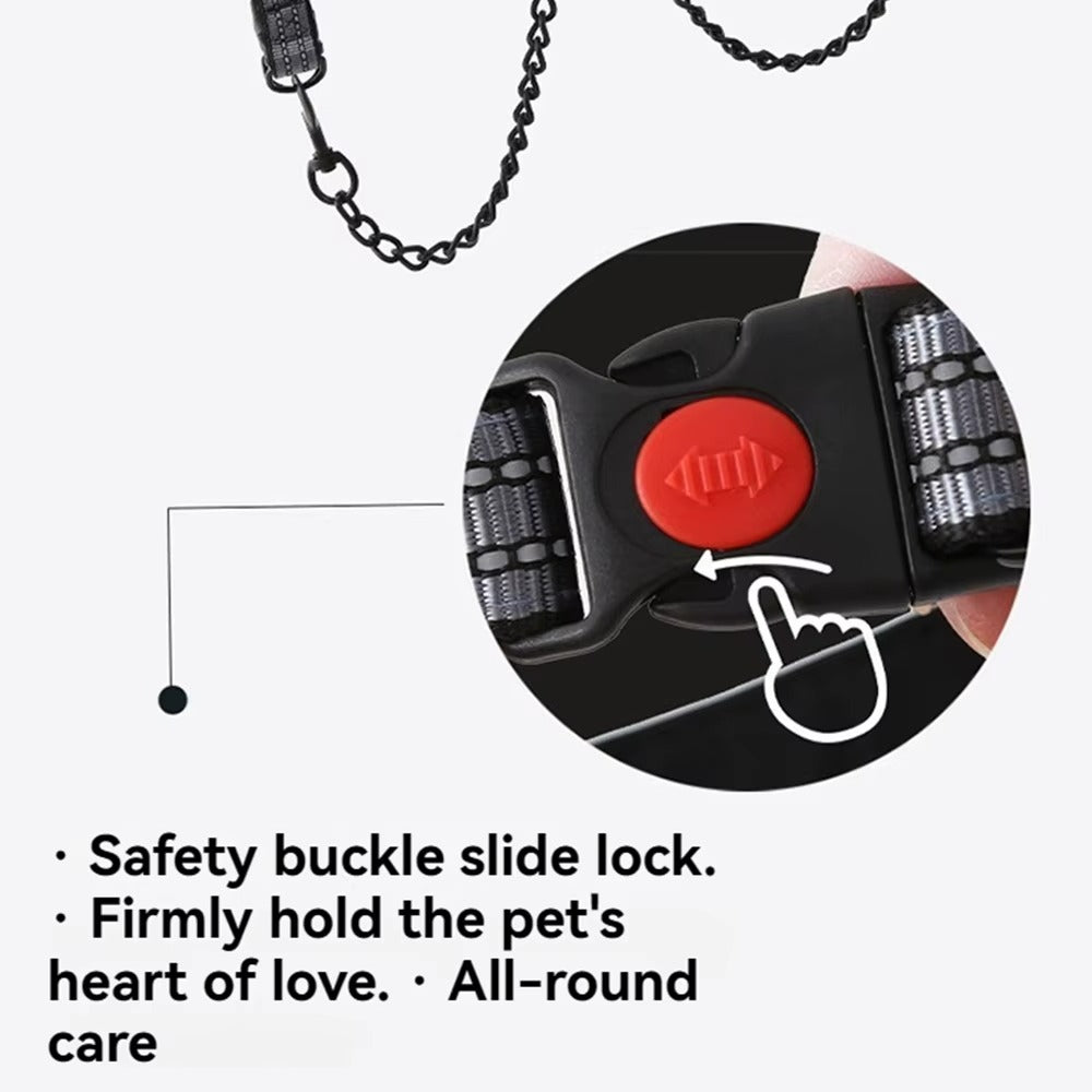 Reflective Dog Leash and Collar Set with Heavy-Duty Chain - Durable & Anti-Bite