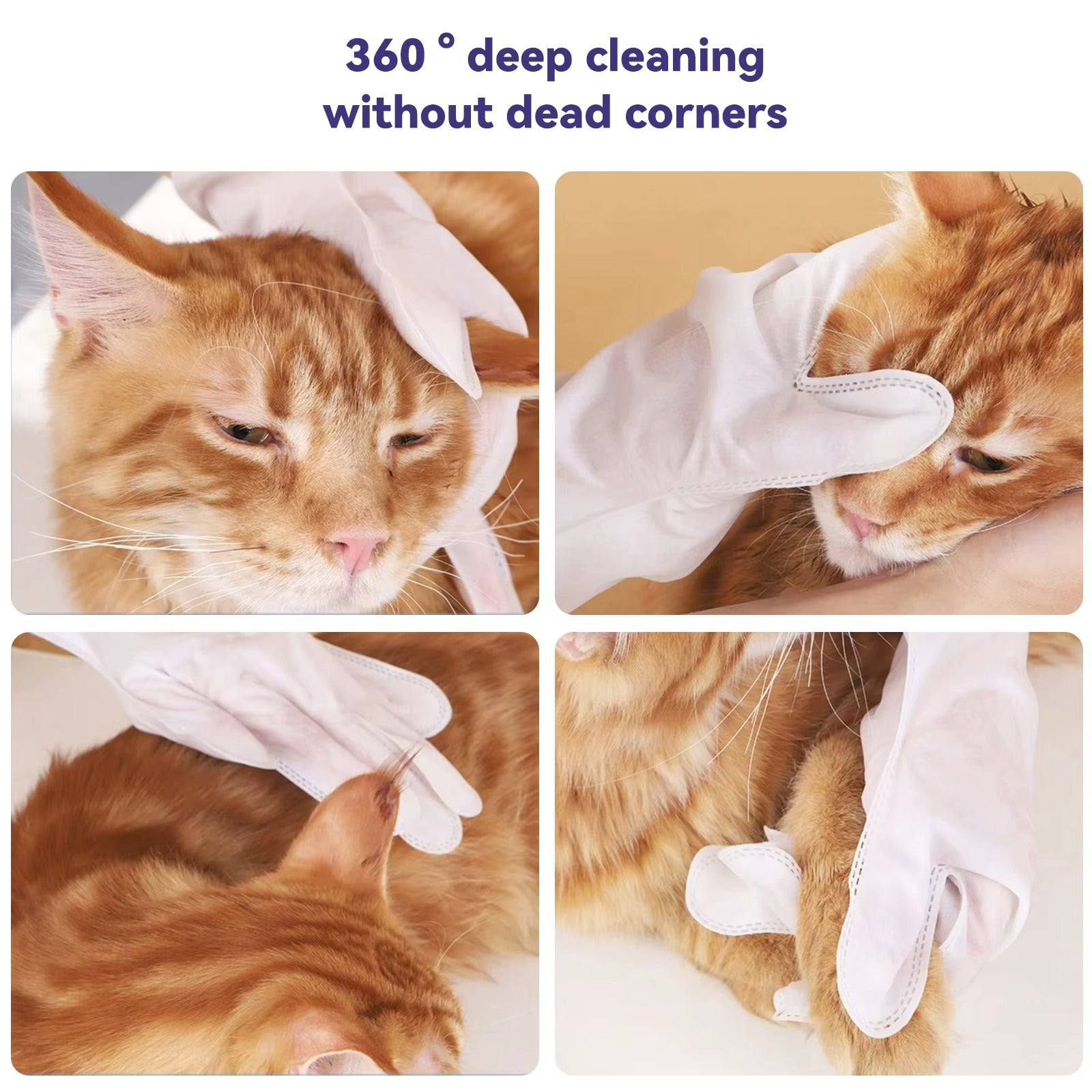 Hypoallergenic Pet Cleaning Gloves - No-Rinse & Disposable Grooming Wipes for Dogs & Cats