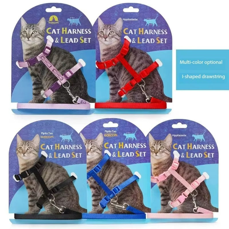 Adjustable H-Style Cat Harness and Leash Set - Secure & Comfortable for Kittens & Cats