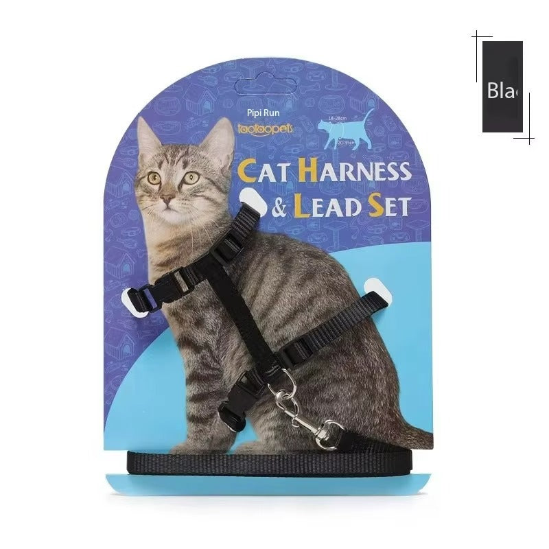 Adjustable H-Style Cat Harness and Leash Set - Secure & Comfortable for Kittens & Cats