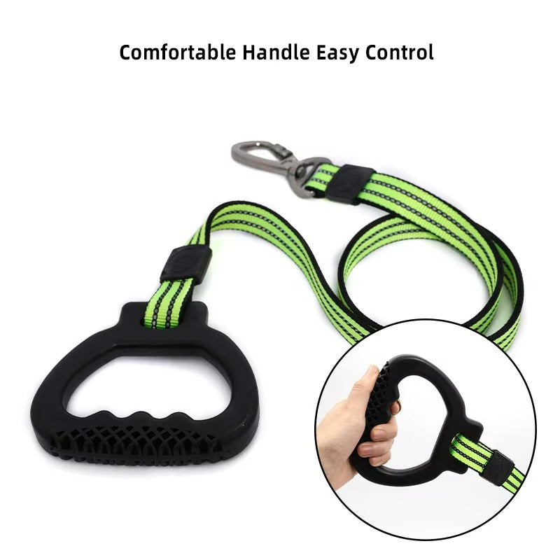 Heavy-Duty Short Dog Leash with Padded Grip Handle - Reflective Traffic Leash for Close Control