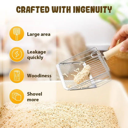 Metal Wire Cat Litter Scoop with Wood Handle