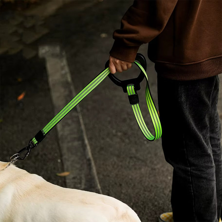 Heavy-Duty Short Dog Leash with Padded Grip Handle - Reflective Traffic Leash for Close Control