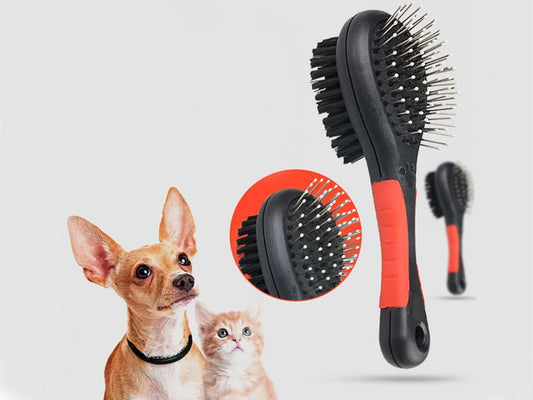 Double-Sided Pet Grooming Brush for Dogs & Cats | Deshedding & Detangling Comb