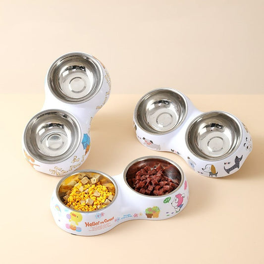 Charming Critter Double Diner - Stainless Steel Pet Bowls Non-Slip