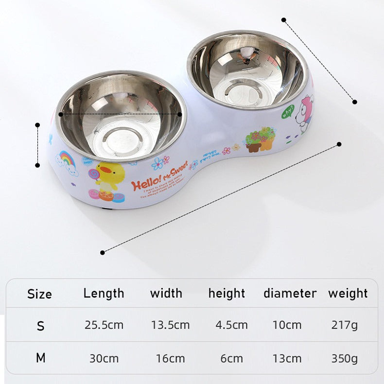 Charming Critter Double Diner - Stainless Steel Pet Bowls Non-Slip