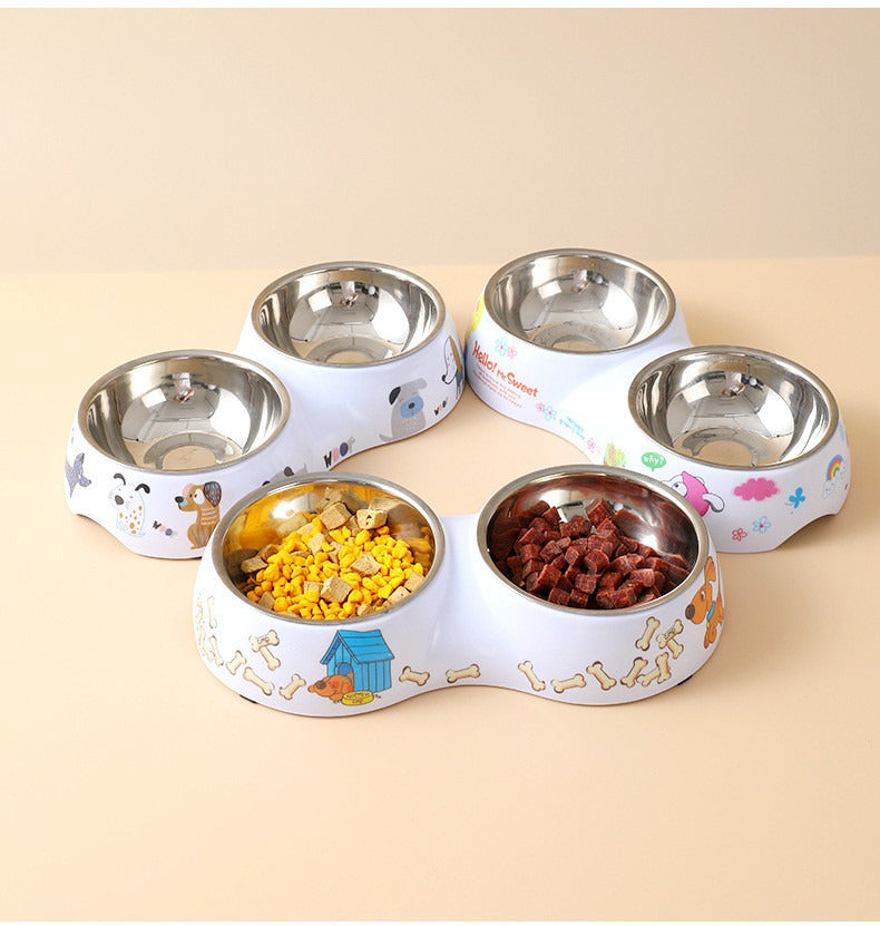 Charming Critter Double Diner - Stainless Steel Pet Bowls Non-Slip