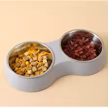 Modern Duo Pet Feeder - Stainless Steel & Non-Slip
