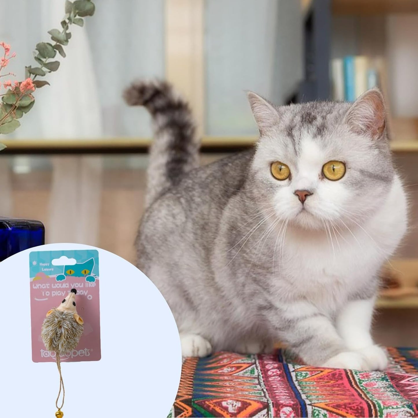 Cat Squeaky Mice, Interactive Cat Toy with Ball
