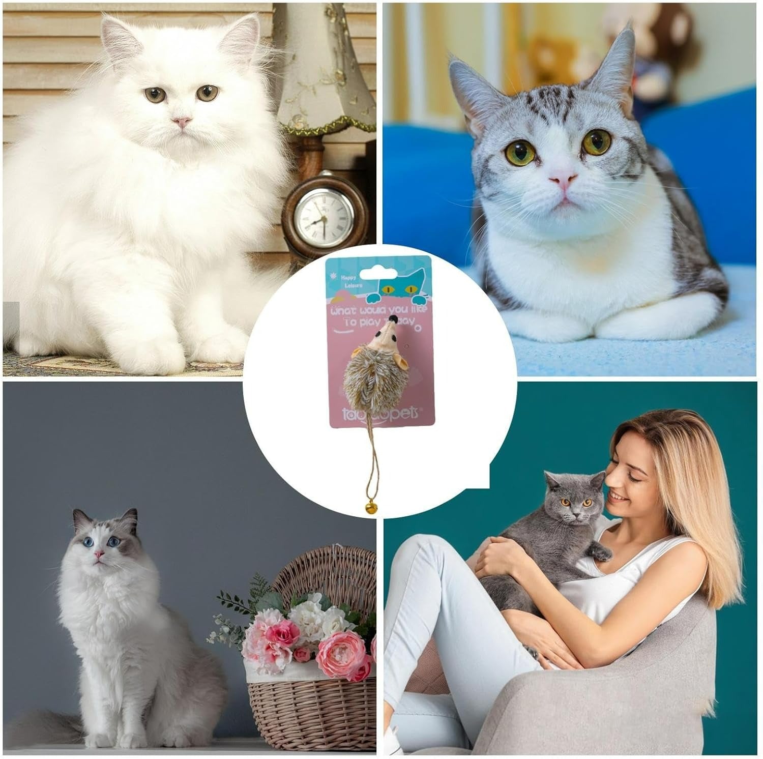 Cat Squeaky Mice, Interactive Cat Toy with Ball