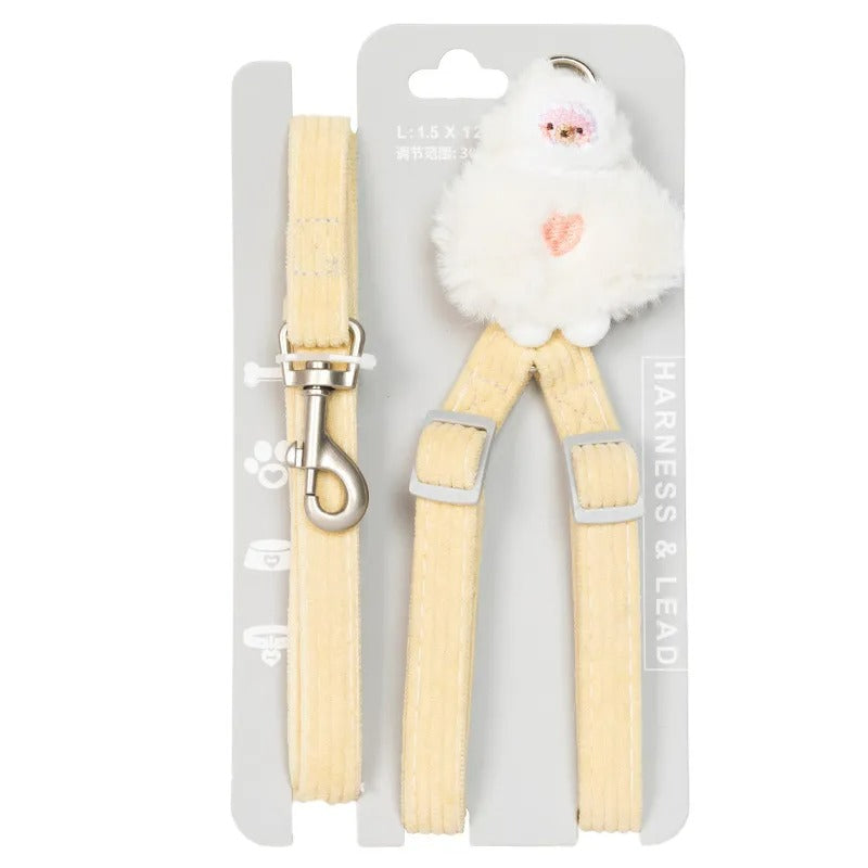 Cute Bunny Cat Harness & Leash Set | Adjustable Pet Vest with Plush Charm