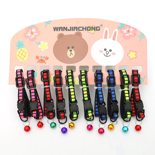 Adjustable Cat Collar with Bell | Breakaway Safety Buckle | Cute & Colorful Pet Necklaces