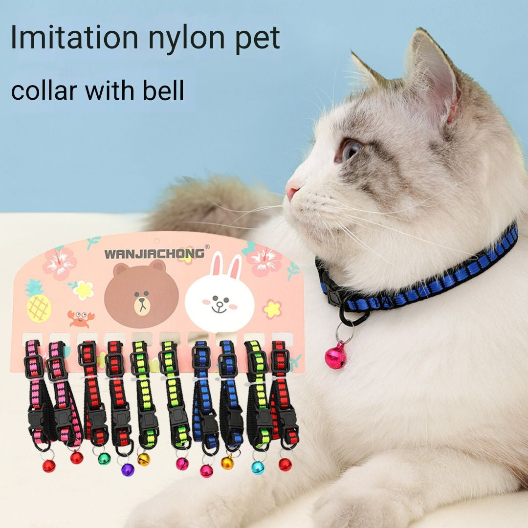 Adjustable Cat Collar with Bell | Breakaway Safety Buckle | Cute & Colorful Pet Necklaces