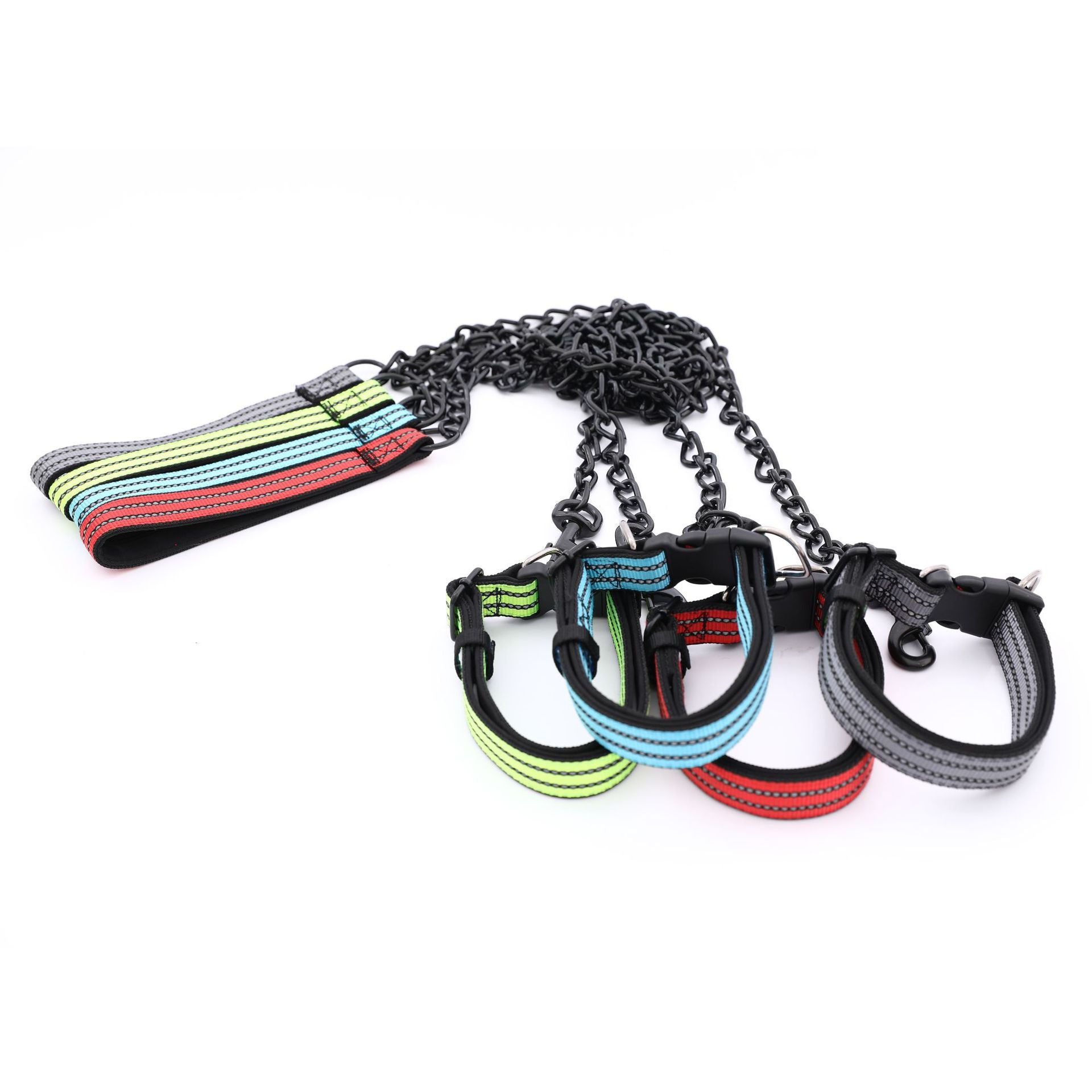Reflective Dog Leash and Collar Set with Heavy-Duty Chain - Durable & Anti-Bite