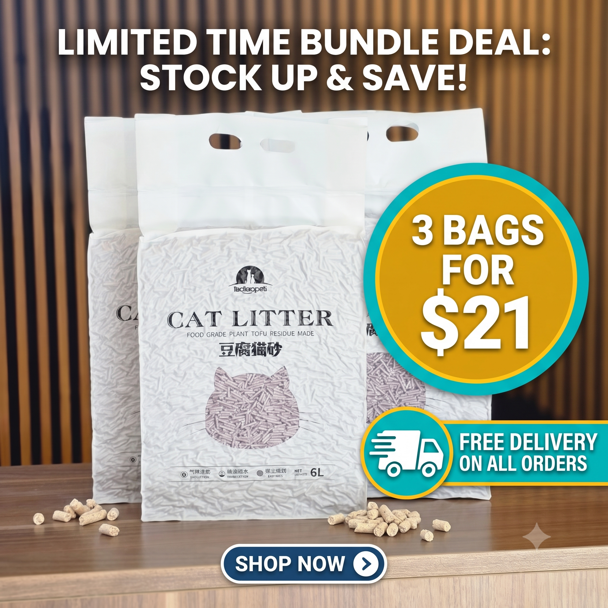Grade A Natural Tofu Cat Litter 6L