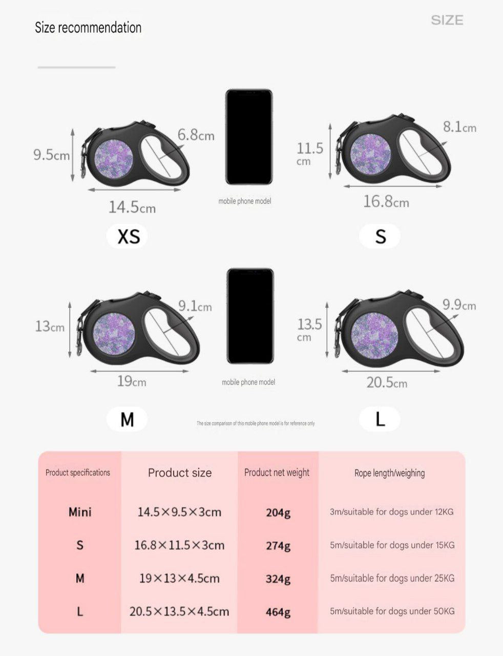 FIDA Retractable Dog Leash 5M with Waste Bag Dispenser