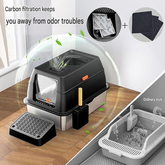 Fully Enclosed Stainless Steel Litter Box
