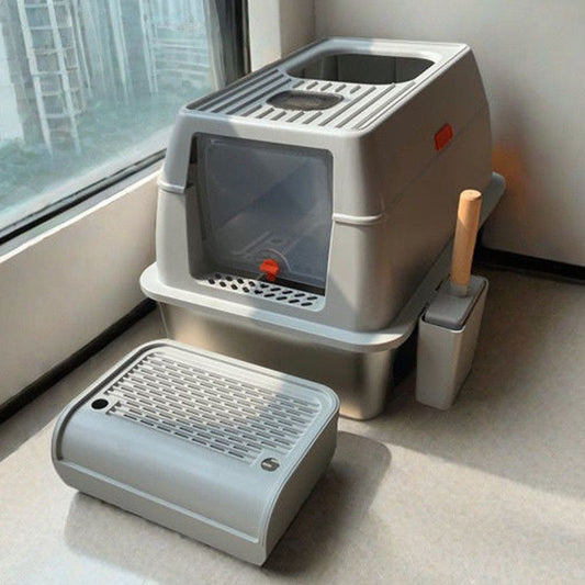Fully Enclosed Stainless Steel Litter Box