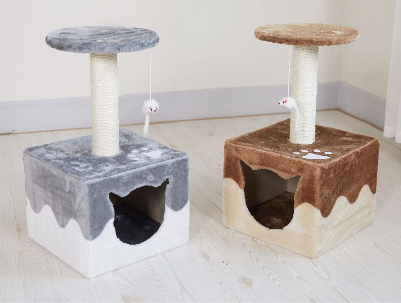 3-in-1 Compact Cat Tree & Scratching Post – Condo, Perch, and Play Toy for Small Spaces