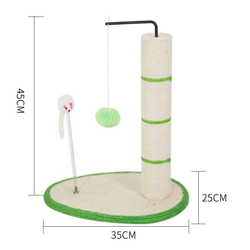 Modern Oval Base Cat Scratching Post – Durable Sisal Tower with Play Toy & Blue Accent