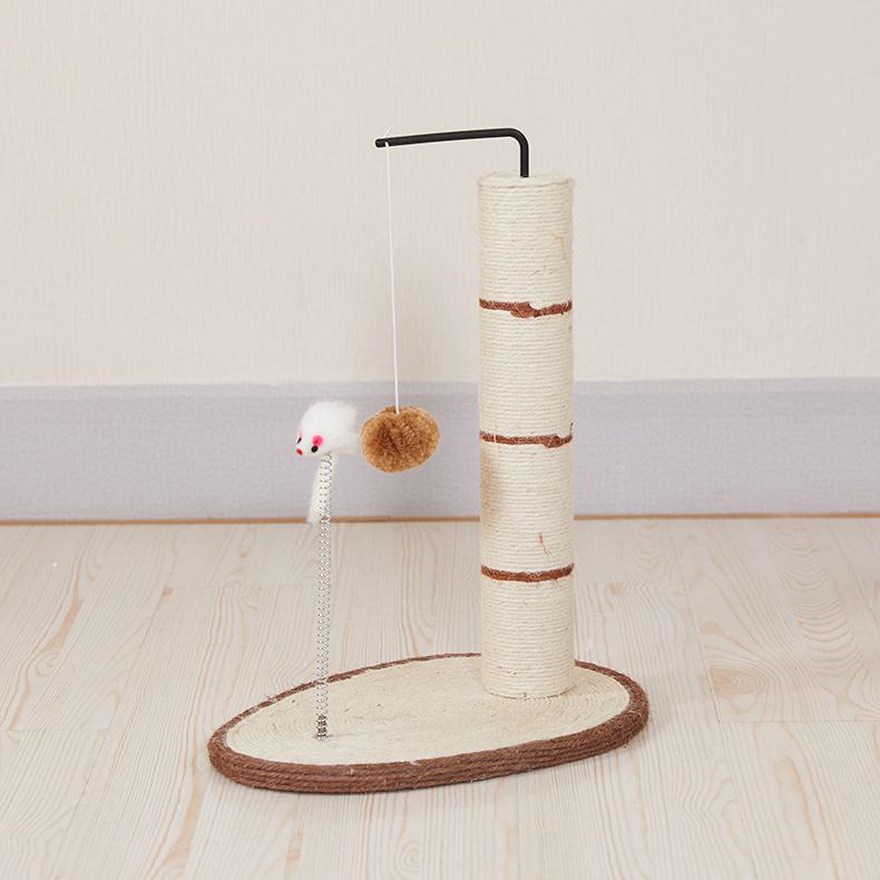 Modern Oval Base Cat Scratching Post – Durable Sisal Tower with Play Toy & Blue Accent