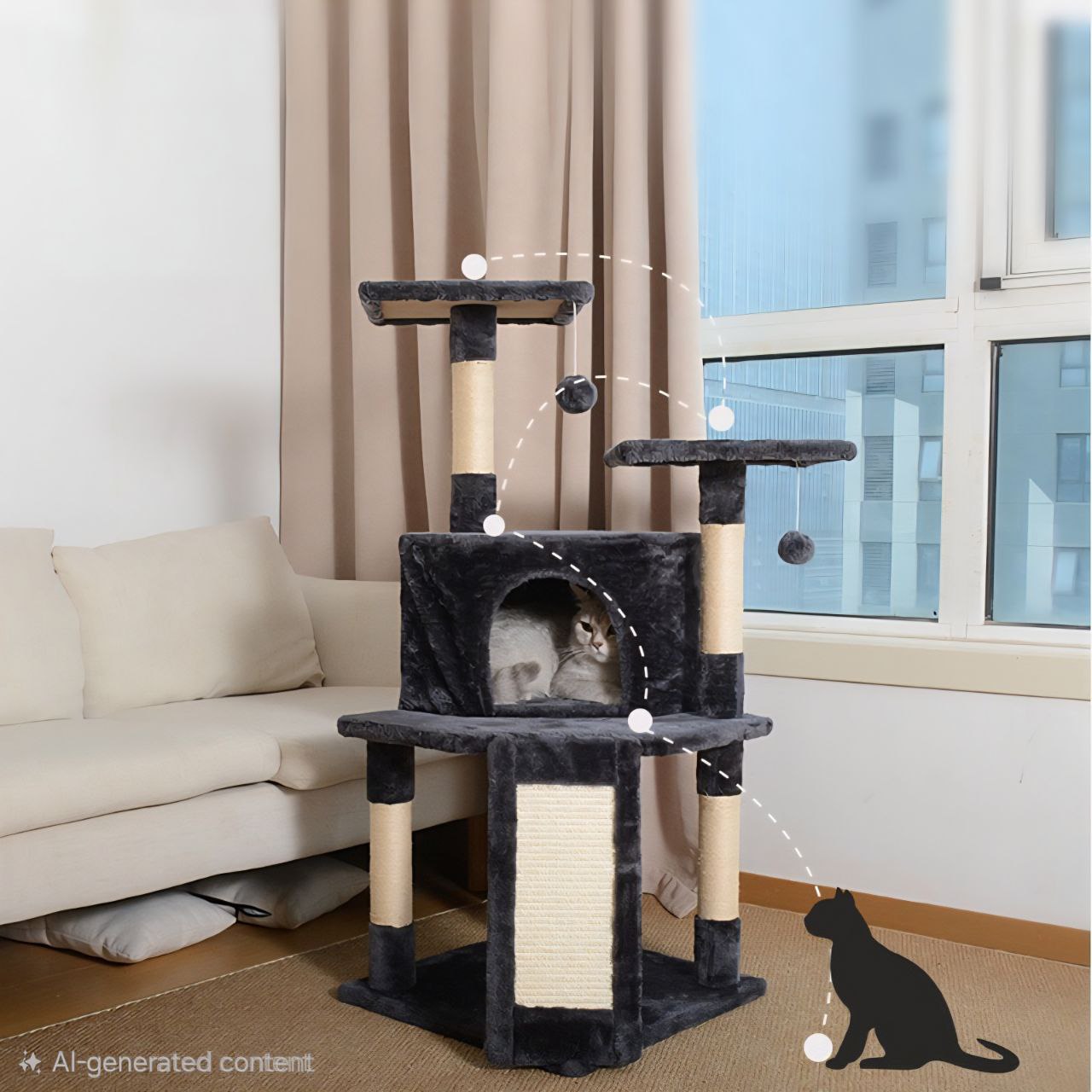 Jumbo Cat Tree with Condo – Multi-Level Activity Tower, Sisal Scratchers & High Perches
