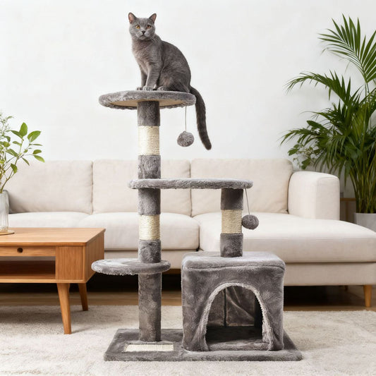 Compact Multi-Level Cat Tree Tower with Condo, Perches & Sisal Scratchers