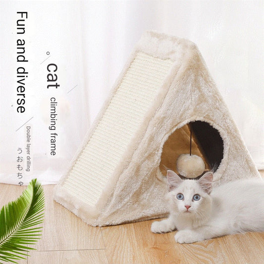 Modern & Multi-Functional Cat Pyramid: Scratching Post, Hideaway & Play Centre