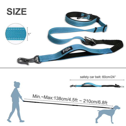FIDA Dog Leash 6 FT Heavy Duty, 6-in-1 Multi-Functional