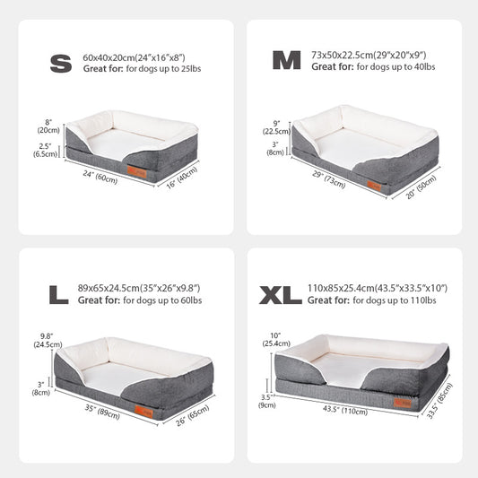 FIDA Orthopedic Dog Bed with Memory Foam Base with Removable Washable Cover