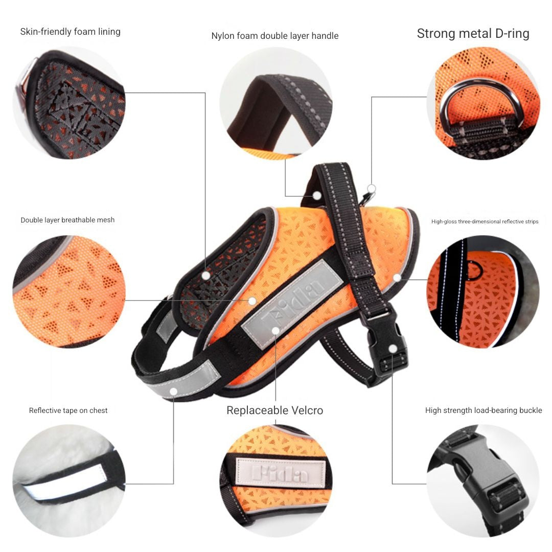 FIDA Premium Comfort Dog Harness - Reflective, Padded, No-Pull Design