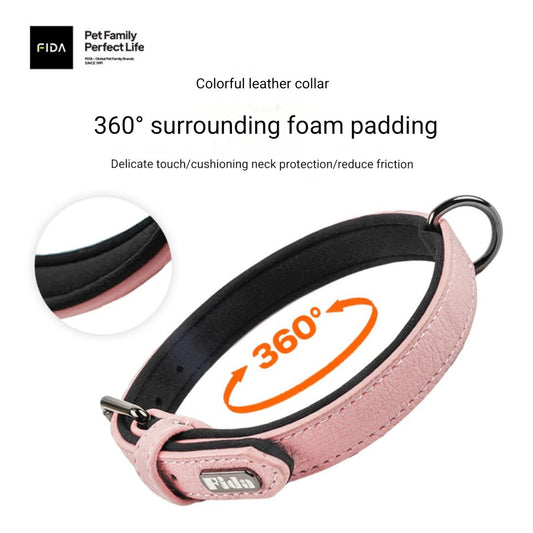 FIDA 360° Padded Leather Dog Collar - Soft & Comfortable