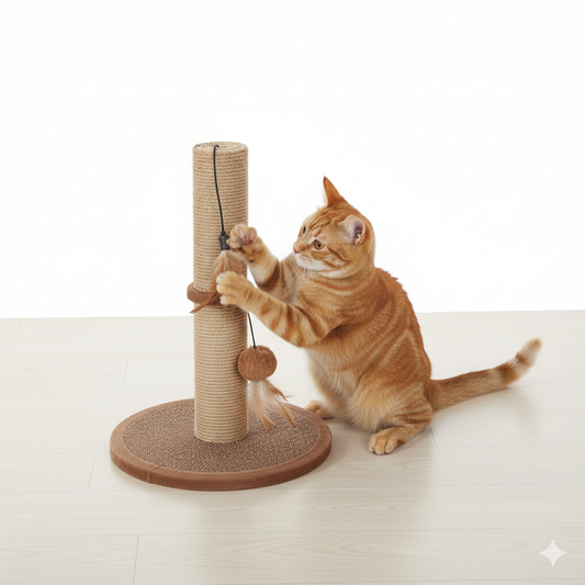 Classic Vertical Cat Scratching Post – Durable Sisal Tower with Stable Base & Toys