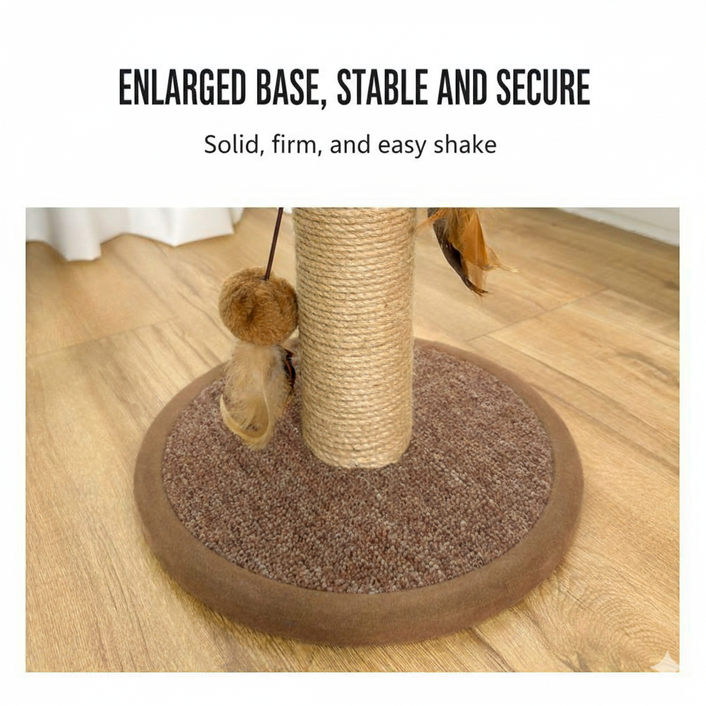 Classic Vertical Cat Scratching Post – Durable Sisal Tower with Stable Base & Toys