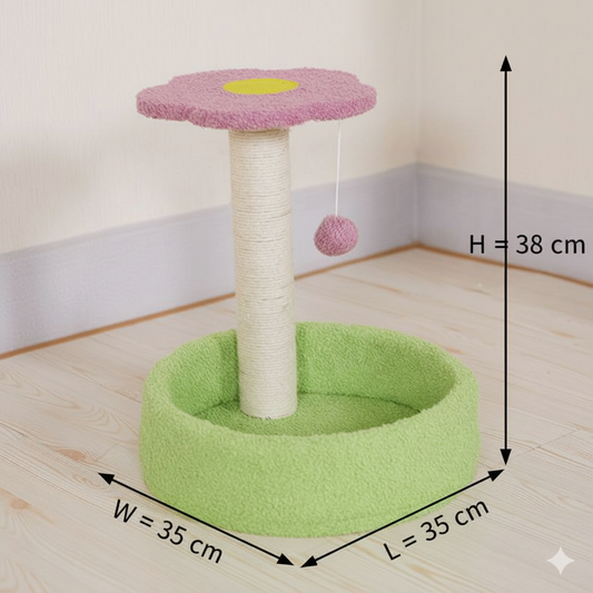 Flower Cat Bed & Sisal Scratching Post – 2-in-1 Cozy Nest and Elevated Perch